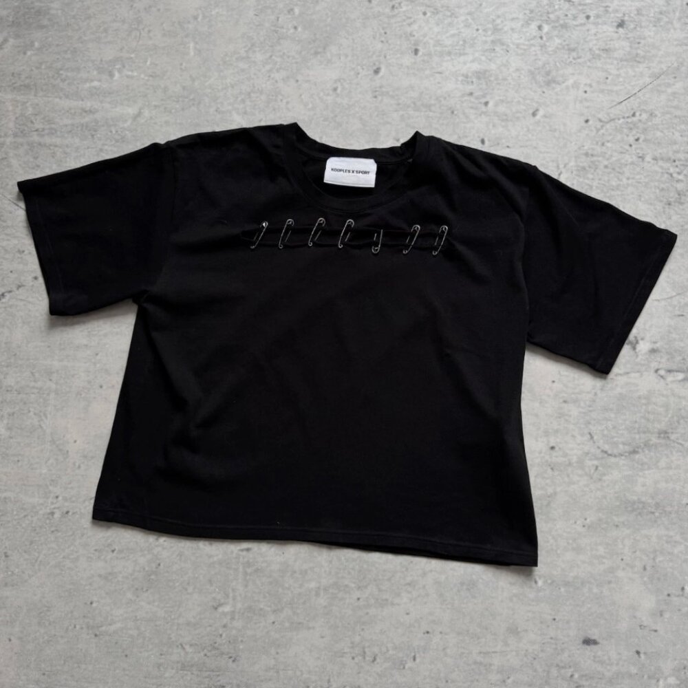 Real Safety Pins Slashed T-Shirt from The Kooples xSport - Women's Sz 1